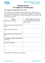 Worksheets for kids - arguement-for-not-eating-meat